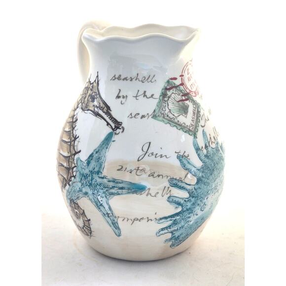 PITCHER/VASE-MAXCERA-STAMP SEAHORSE-Large Pourer-Seahorse Ocean Motif-10 Cups - Picture 2 of 11